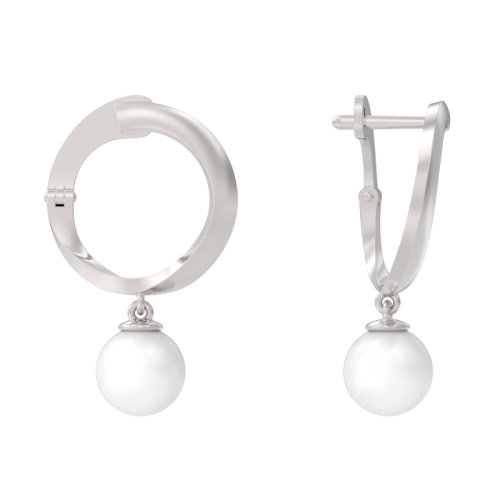 Серебряные cерьги висячие с жемчугом