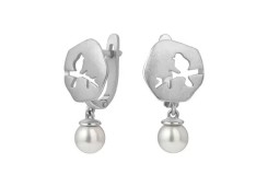 Серебряные cерьги висячие с жемчугом