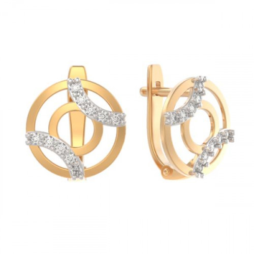 Золотые cерьги классические с фианитом