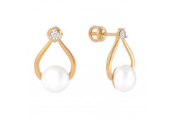 Золотые cерьги пусеты (гвоздики) с жемчугом