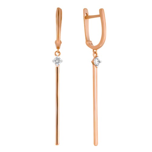 Золотые cерьги висячие с фианитом