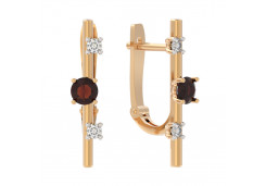 Золотые cерьги классические с гранатом