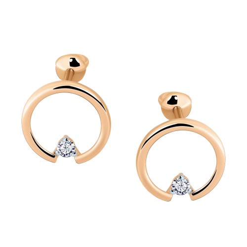 Золотые cерьги пусеты (гвоздики) с бриллиантом