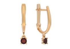 Золотые cерьги пусеты (гвоздики) с гранатом