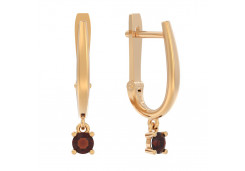 Золотые cерьги пусеты (гвоздики) с гранатом