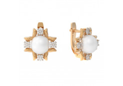 Золотые cерьги классические с жемчугом