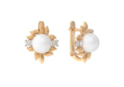 Золотые cерьги классические с жемчугом