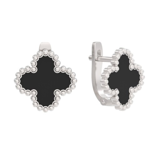 Серебряные cерьги классические с эмалью