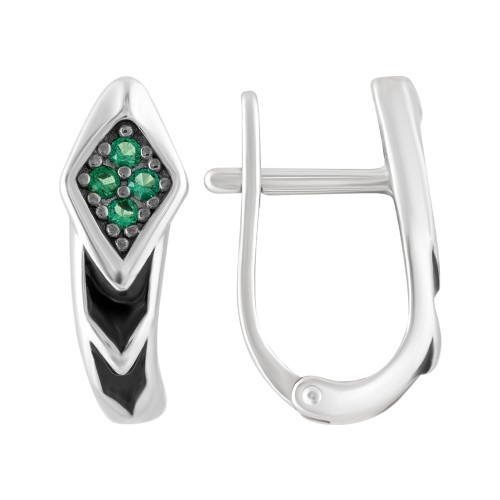 Серебряные cерьги классические с кристаллом