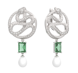 Серебряные cерьги висячие с полудрагоценными камнями