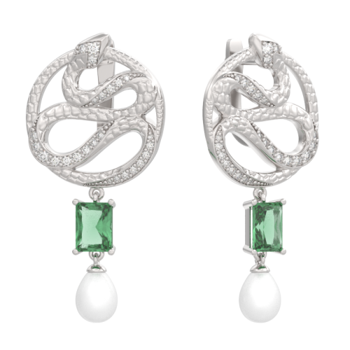 Серебряные cерьги висячие с полудрагоценными камнями