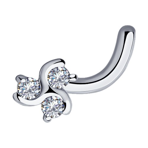 Серьга д/пирсинга из белого золота с бриллиантом