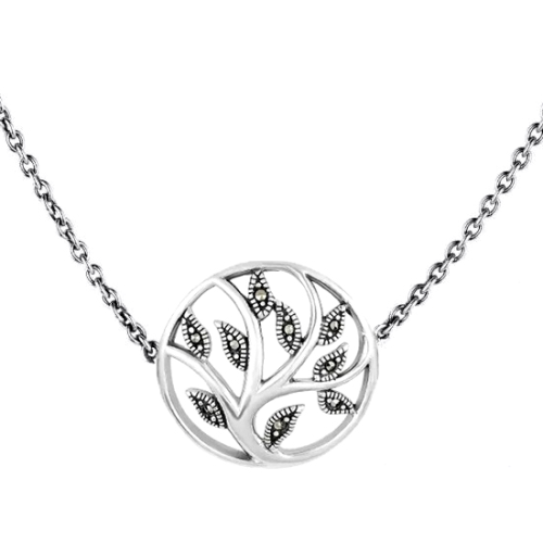 Серебряное колье с марказитом