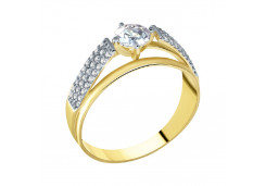 Кольцо из желтого золота с фианитом