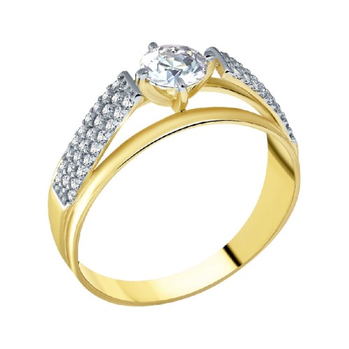 Кольцо из желтого золота с фианитом