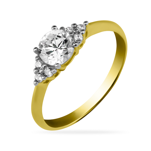 Кольцо из желтого золота с фианитом