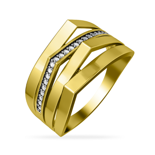 Кольцо из желтого золота с фианитом