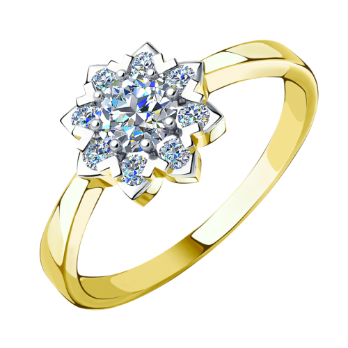 Кольцо из желтого золота с фианитом