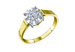 Кольцо из желтого золота с фианитом