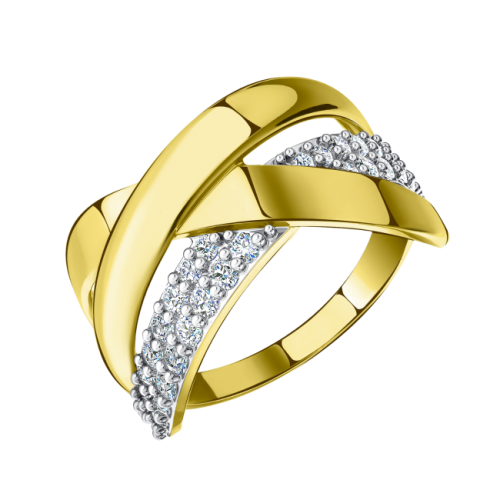 Кольцо из желтого золота с фианитом