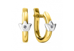 Серьги классические из желтого золота с фианитом