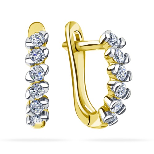 Серьги из желтого золота с фианитом