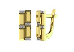 Серьги классические из желтого золота с фианитом