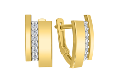 Серьги из желтого золота с фианитом