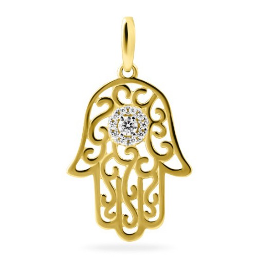 Подвеска из желтого золота с фианитом