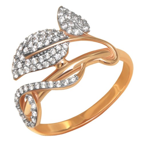 Серебряное кольцо с позолотой с фианитом