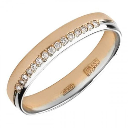 Золотое обручальное кольцо с бриллиантом