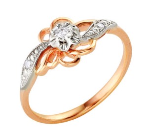 Золотое кольцо с бриллиантом