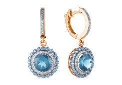 Золотые cерьги висячие с топазом