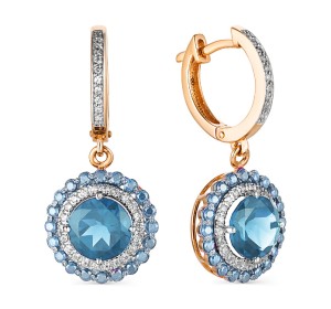 Золотые cерьги висячие с топазом