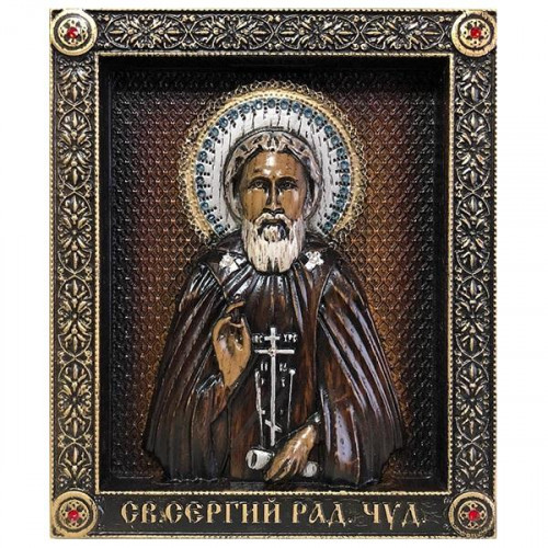 Икона Синтетический камень Средняя св.Сергий Радонежский