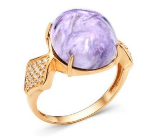 Золотое кольцо с чароитом