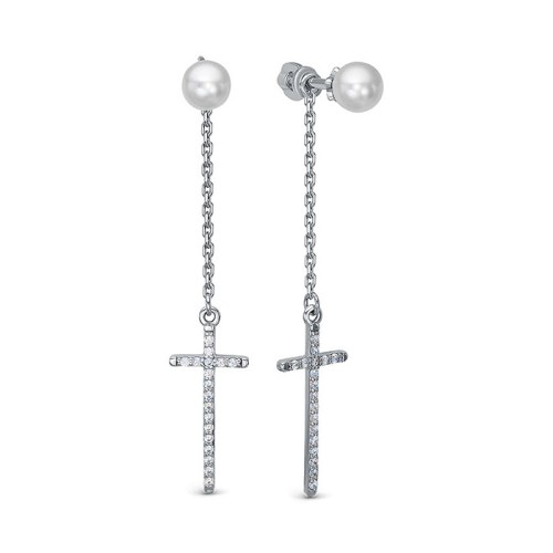 Серебряные cерьги пусеты (гвоздики) с жемчугом