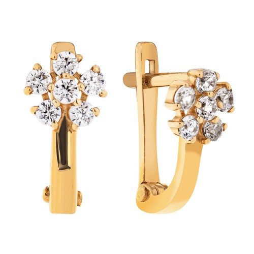 Золотые cерьги классические с фианитом