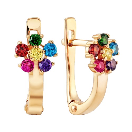 Золотые cерьги классические с фианитом