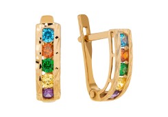 Золотые cерьги с фианитом