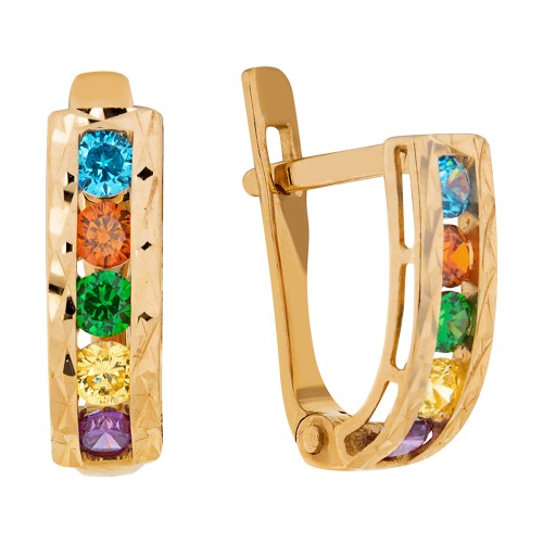 Золотые cерьги с фианитом