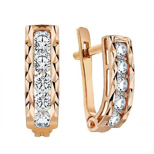 Золотые cерьги с фианитом