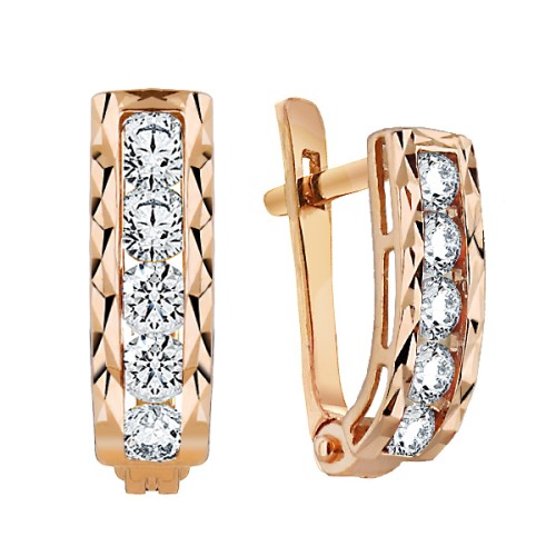 Золотые cерьги с фианитом