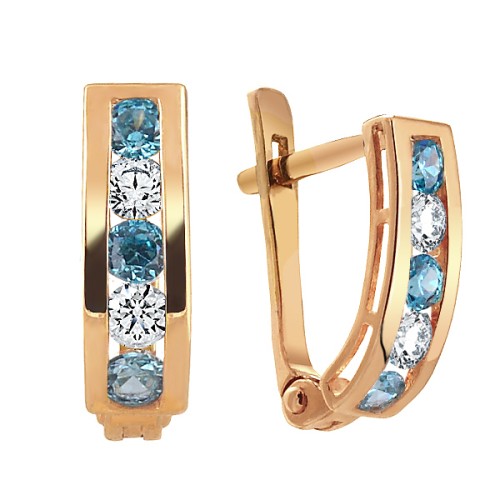 Золотые cерьги с фианитом