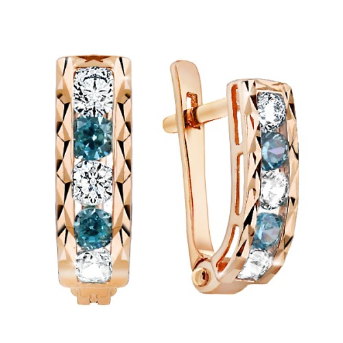 Золотые cерьги с фианитом