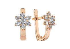 Золотые cерьги классические с фианитом