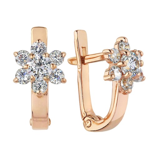 Золотые cерьги классические с фианитом