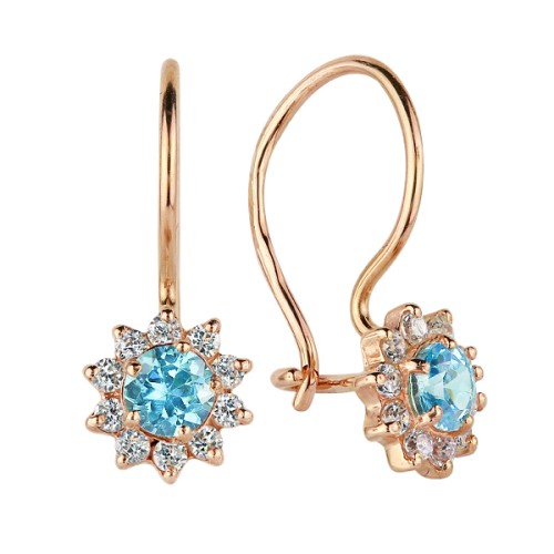 Золотые cерьги классические с фианитом