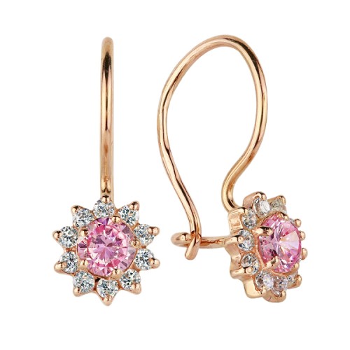 Золотые cерьги классические с фианитом