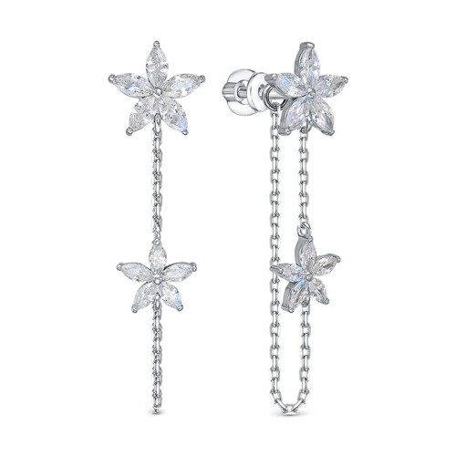 Серебряные cерьги пусеты (гвоздики) с фианитом